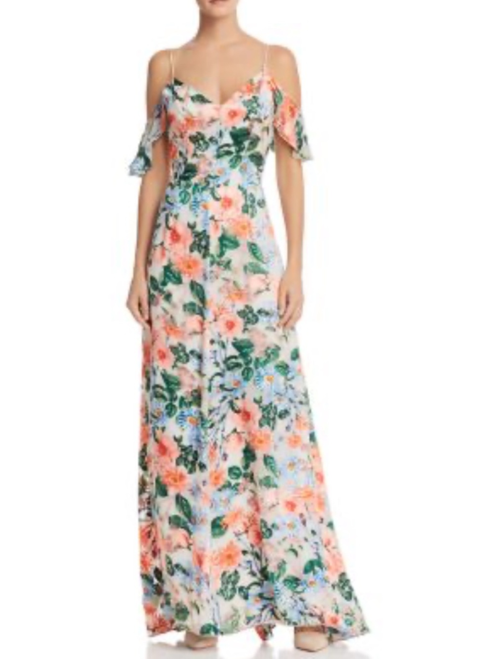 Alice + Olivia Alves Floral Cold Shoulder Maxi Dress Size 2